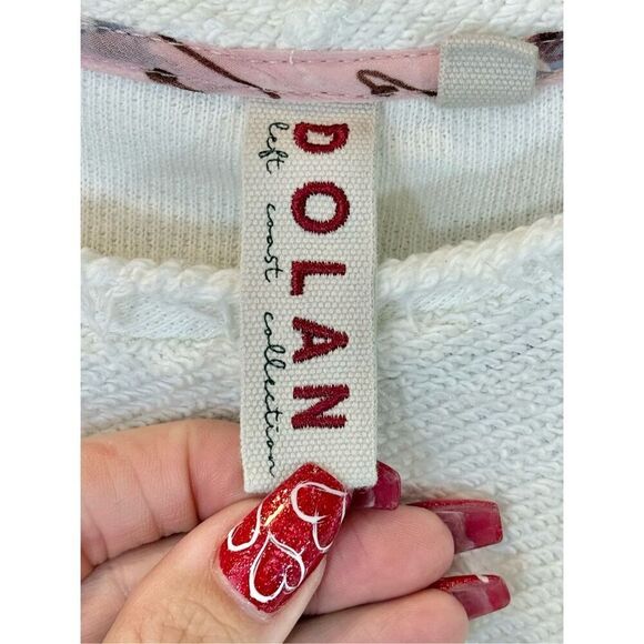 Dolan White Textured Cotton Crewneck Balloon Sleeve Women's Sweater Top XS - Picture 4 of 10